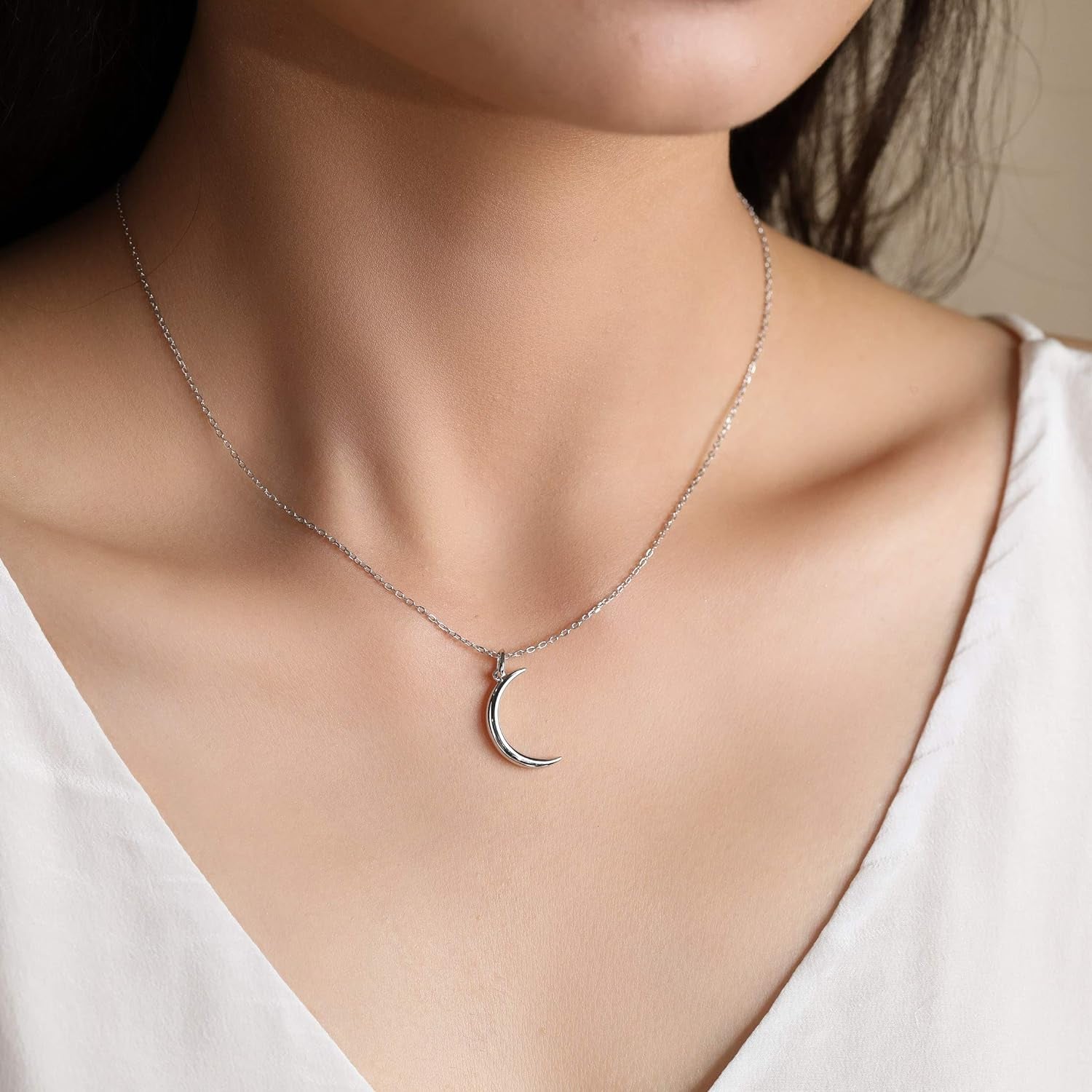 Moon Necklace Sterling Silver Dainty Moon Necklaces for Women Sterling Silver Necklace