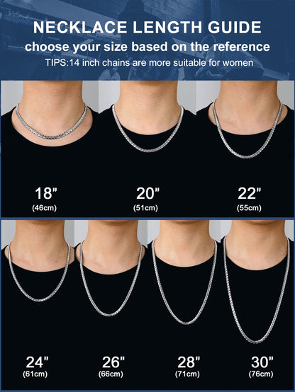 Stainless Steel Flat Box Chain Male Necklace 20Inch 6Mm Hip Hop Jewelry