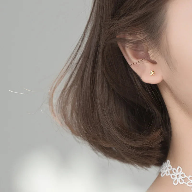 Tiny Flower Stud Earrings 925 Sterling Silver Cute 925 Small Silver Earrings for Women Silver Hypoallergenic Girls