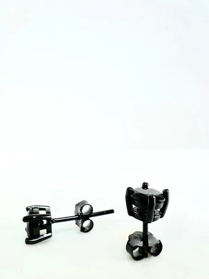 925 Sterling Silver Black Stud Earrings for Womens Mens / Dainty Earrings Jewelry / Womens Ear Piercing / Black Earrings / Aretes De Plata