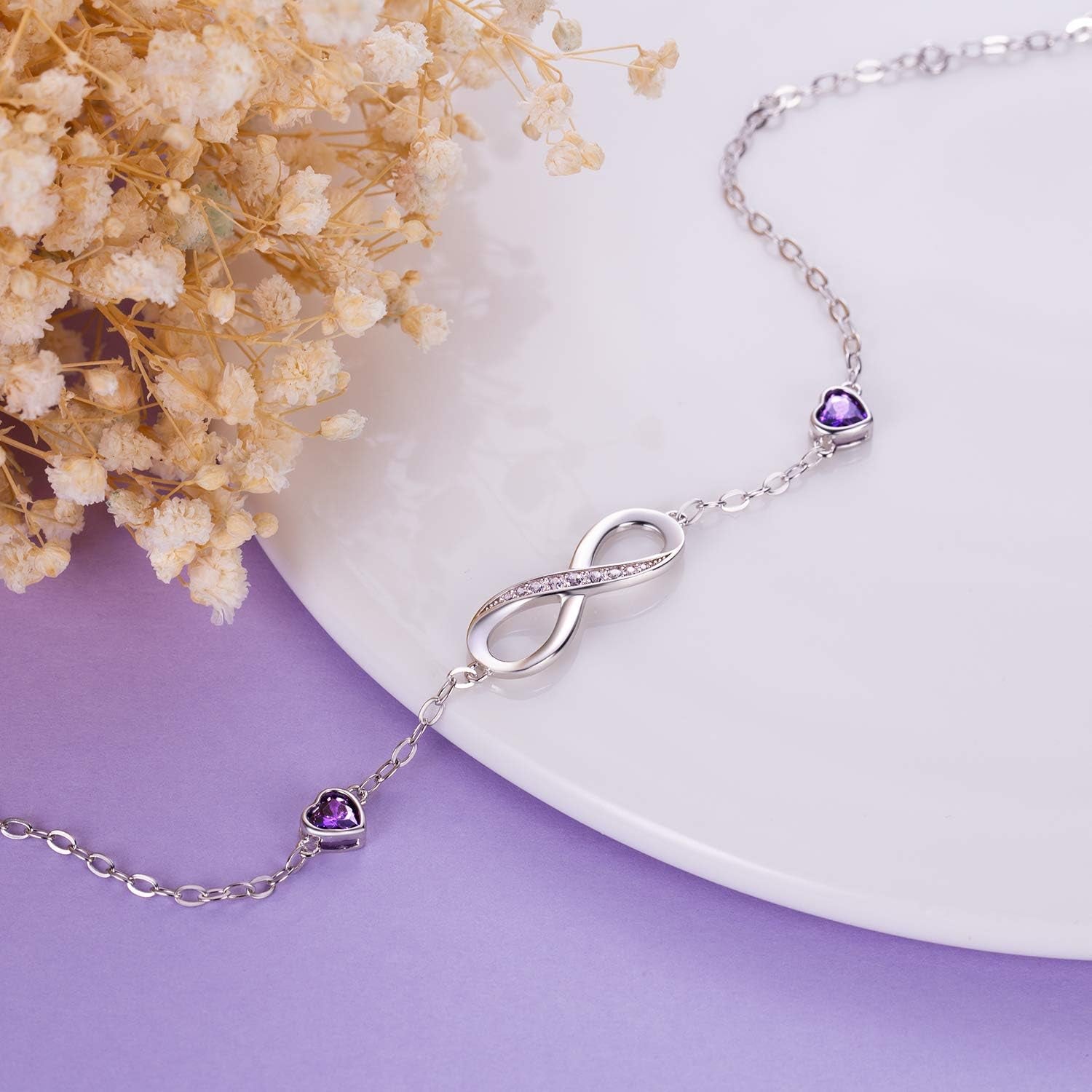 Infinity Love Bracelets for Women 925 Sterling Silver Womens Bracelet Love Symbol Charm Adjustable Bracelet Jewelry