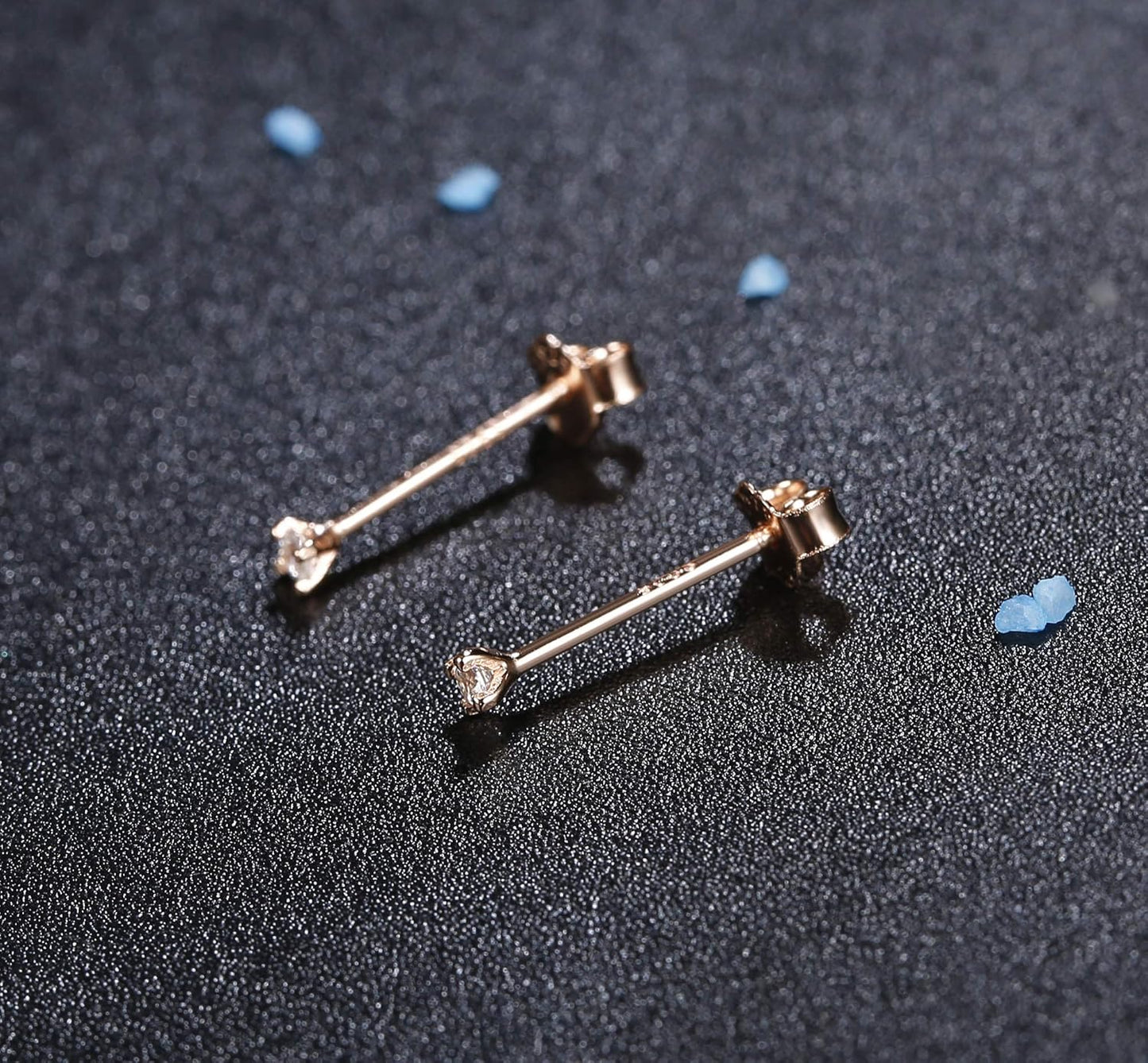 2Mm Sterling Silver Austria Zirconia Stud Earrings for Women Men, Platinum/Gold/Rose Gold Plated Tiny CZ Studs