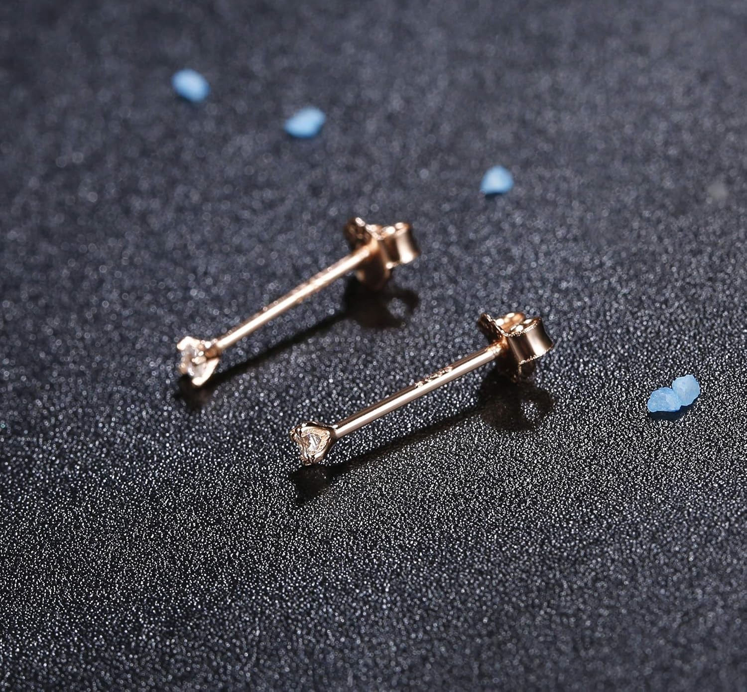 2Mm Sterling Silver Austria Zirconia Stud Earrings for Women Men, Platinum/Gold/Rose Gold Plated Tiny CZ Studs