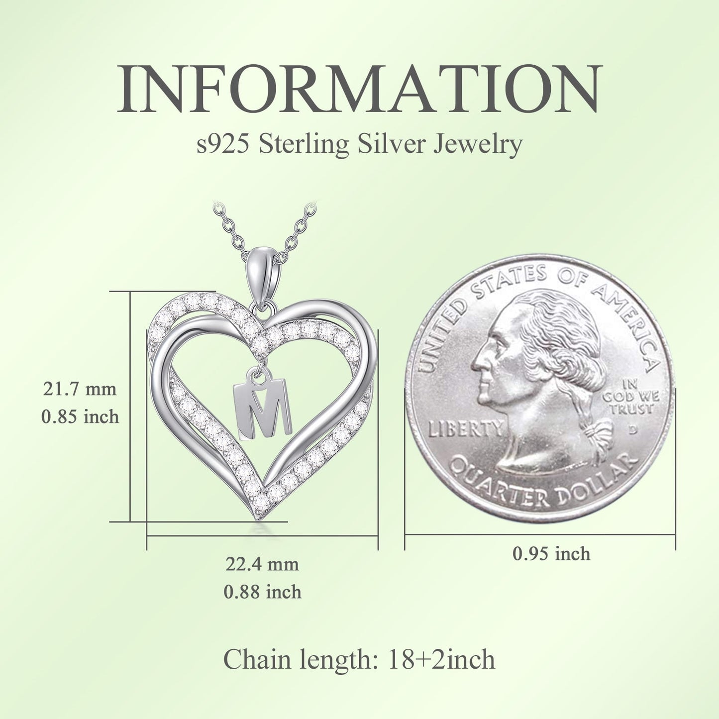 Birthday Gifts for Women Initial Necklace for Women S925 Sterling Silver Heart Initial M Alphabet Pendant Necklace Double Heart Necklace Jewelry Anniversary Gifts for Women