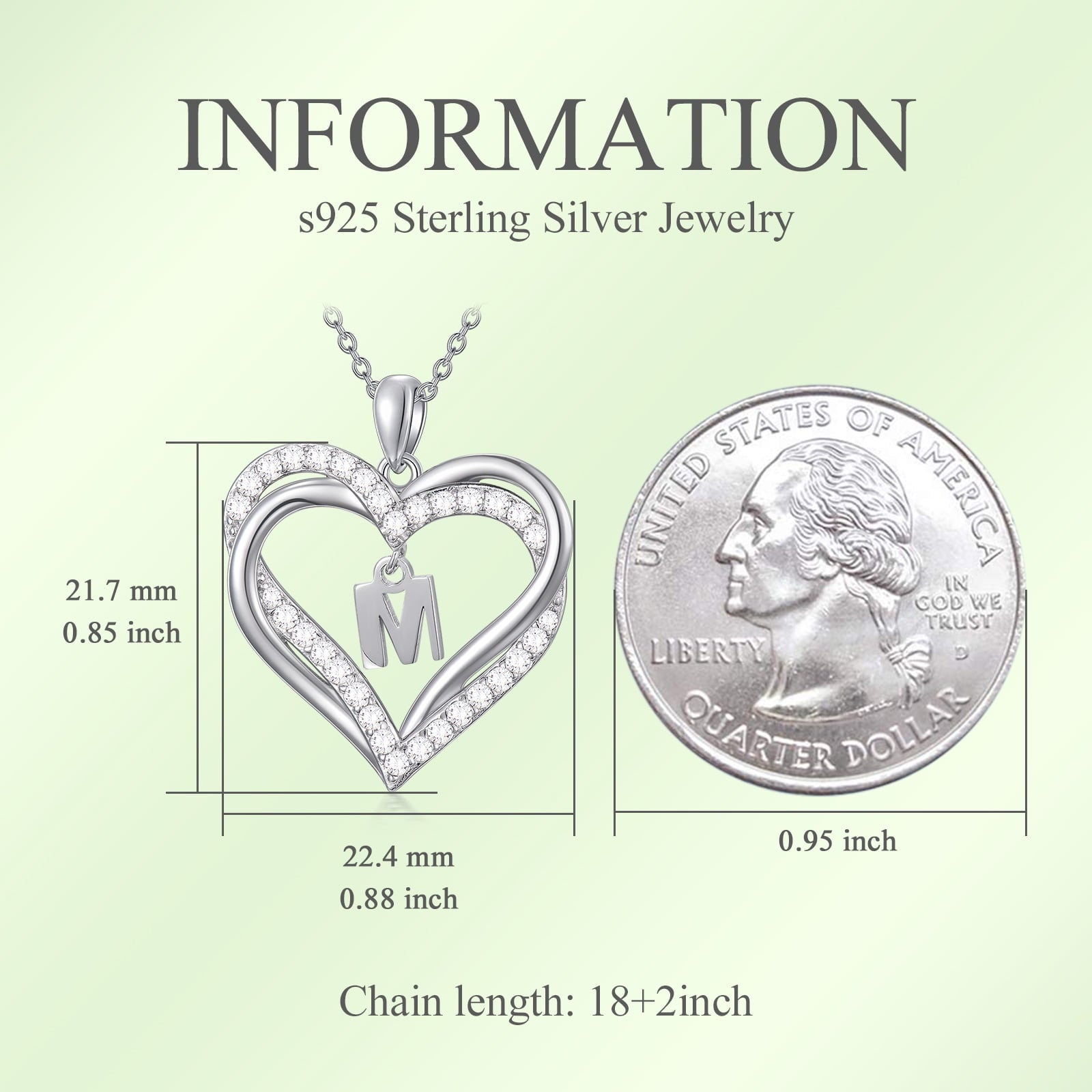 Birthday Gifts for Women Initial Necklace for Women S925 Sterling Silver Heart Initial M Alphabet Pendant Necklace Double Heart Necklace Jewelry Anniversary Gifts for Women