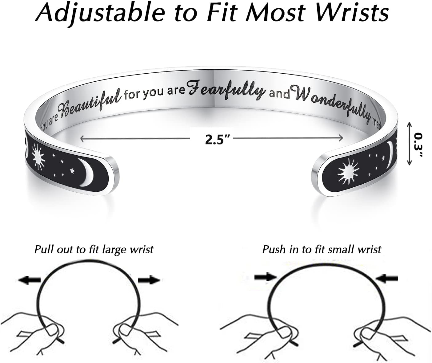 Inspirational Bracelets for Women Teen Girls Personalized Gifts for Daughter Granddaughter Mom Sister Friends Stainless Steel Engraved Cuff Birthday Easter Christmas