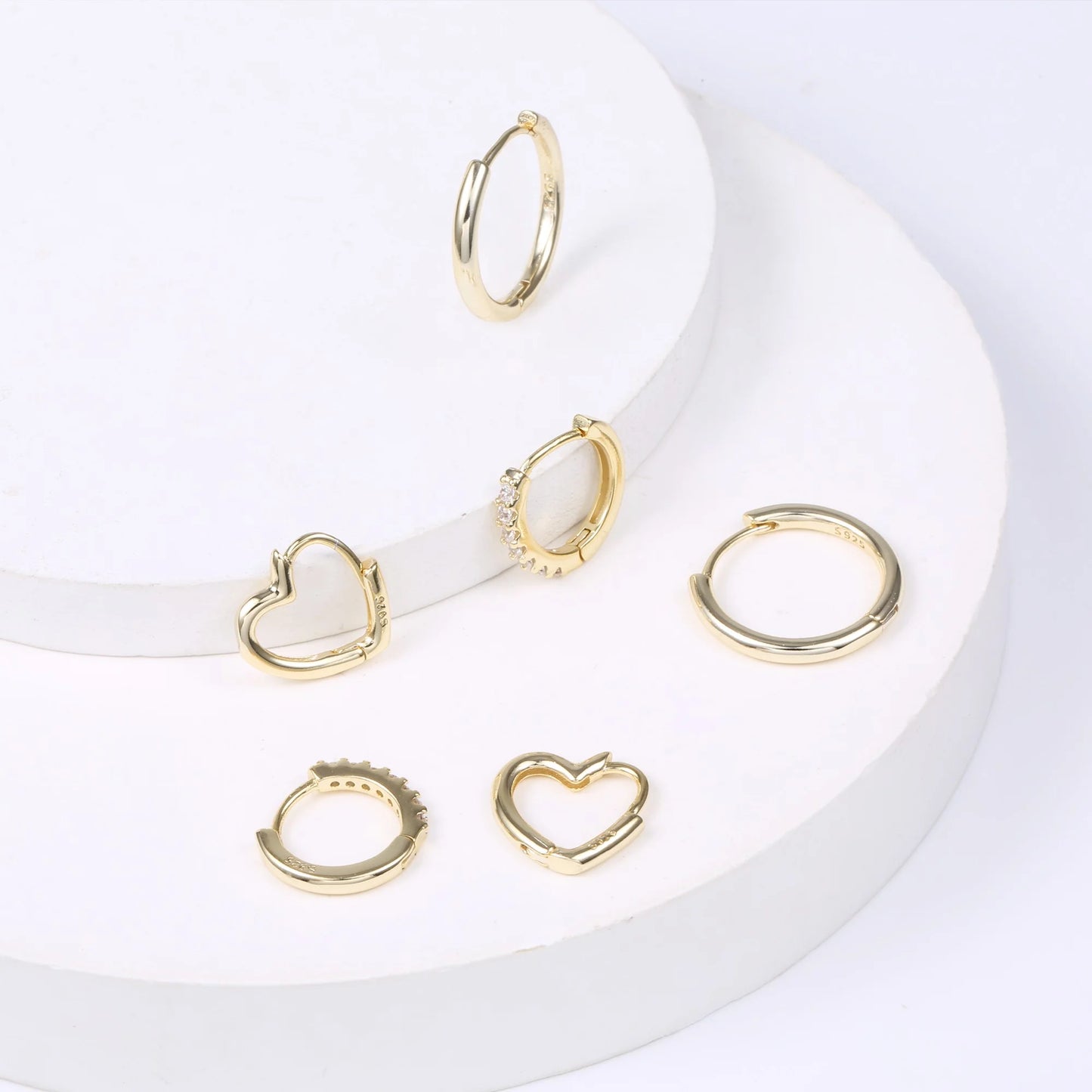 3 Pairs Small Huggie Hoop Earrings Set 14K Gold Plated Hypoallergenic Heart Hoop Earrings for Women Gifts for Mom