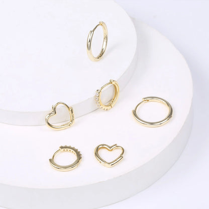 3 Pairs Small Huggie Hoop Earrings Set 14K Gold Plated Hypoallergenic Heart Hoop Earrings for Women Gifts for Mom