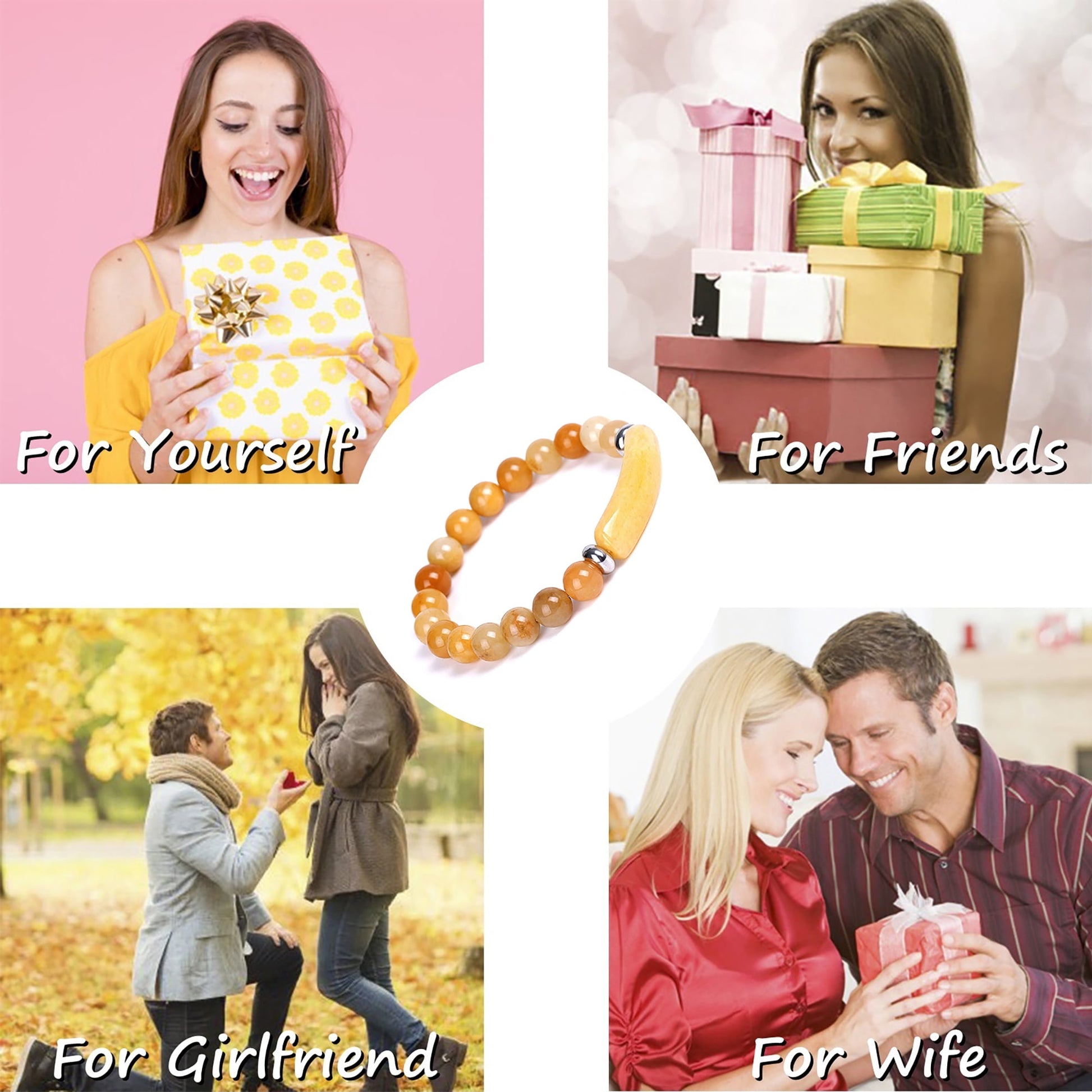 8Mm Yellow Topaz Stretch Bracelet Crystal Handmade Bracelet Gifts for Women