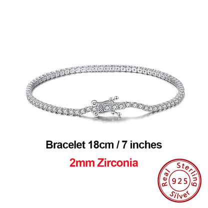 4Mm round Cut Tennis Bracelet in 925 Sterling Silver White Gold Woman Men Bracelets Bangle Jewelry Hand Chain SB94