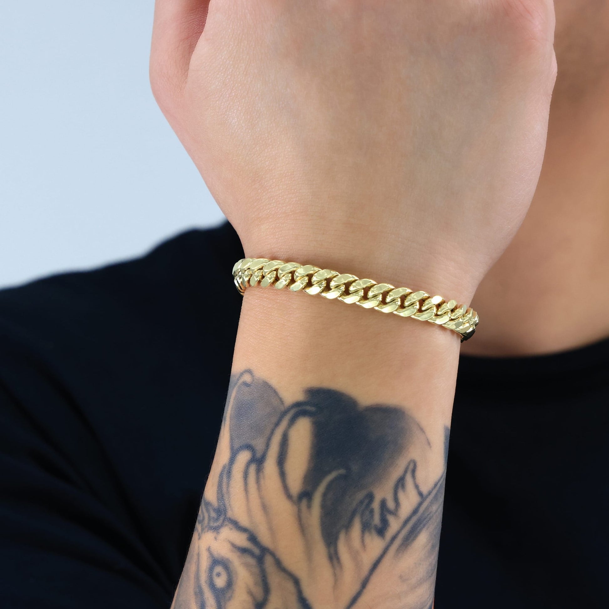 14K Real Yellow Gold Miami Cuban Link 7.5Mm Chain Bracelet (7"-9") Italian Jewelry for Men