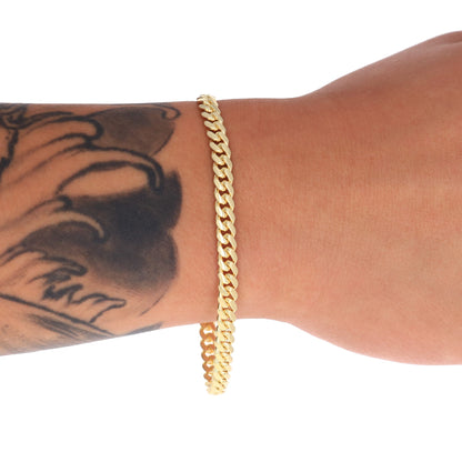 10K Real Yellow Gold Solid Miami Cuban Link 5Mm Chain Bracelet (7"-9") Italian Jewelry for Men