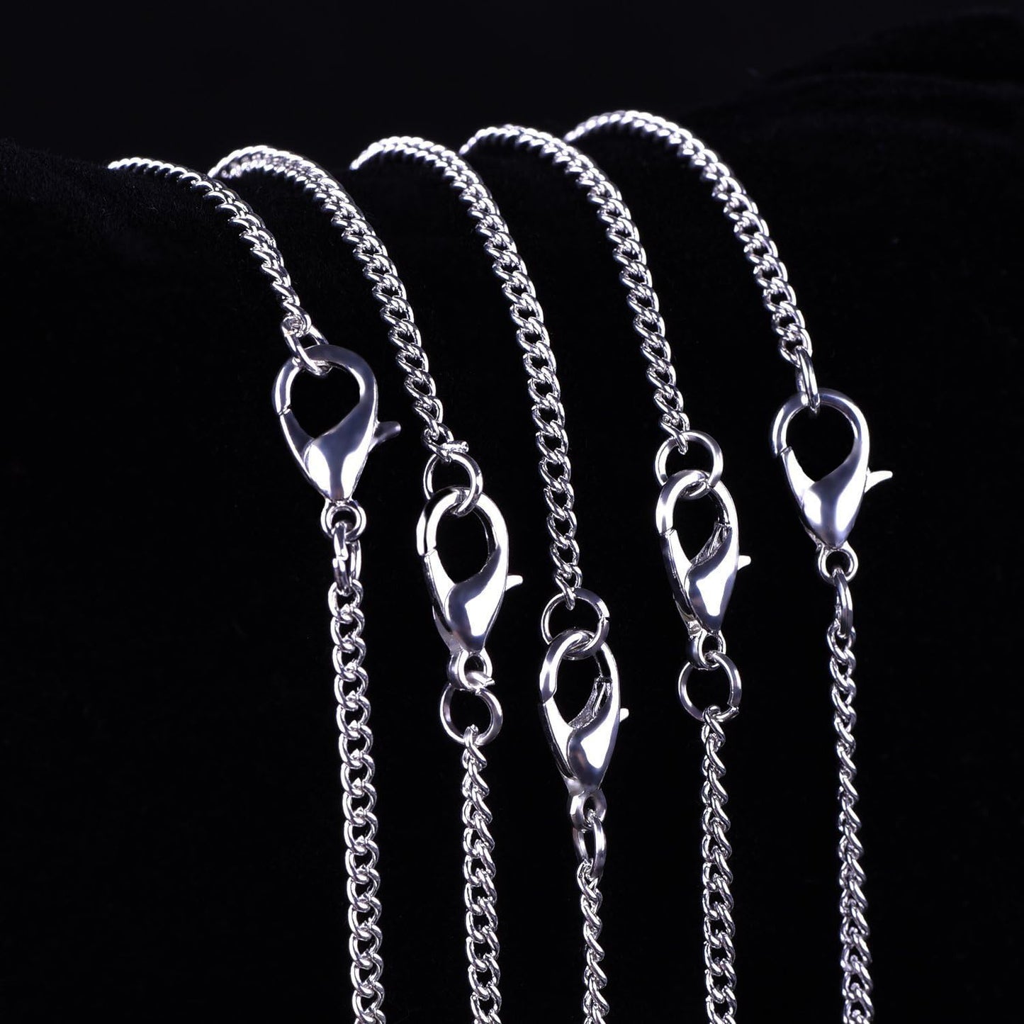 12 Pack Iron DIY Chain Necklaces Lobster Clasp Link Chain Necklaces Silver Plated (18 Inch)