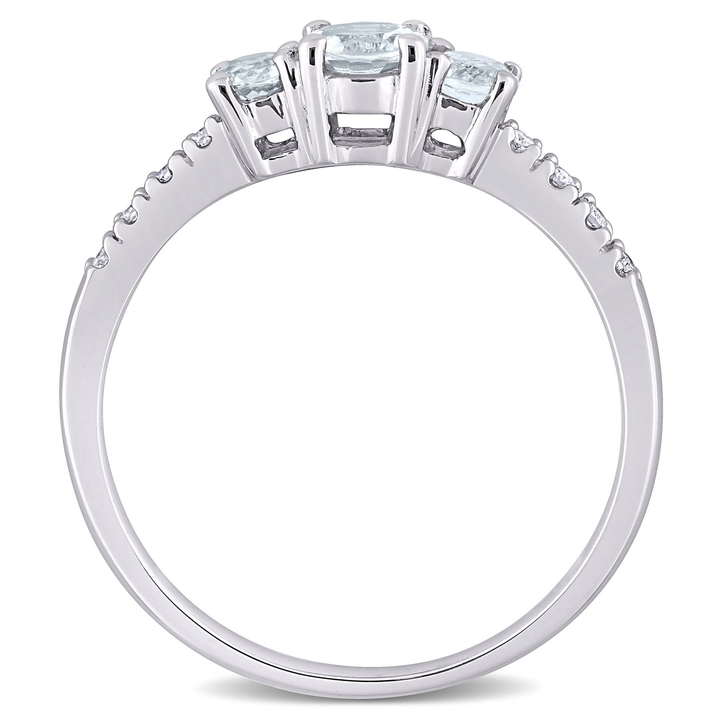Women'S Aquamarine 10K White Gold Engagement Ring