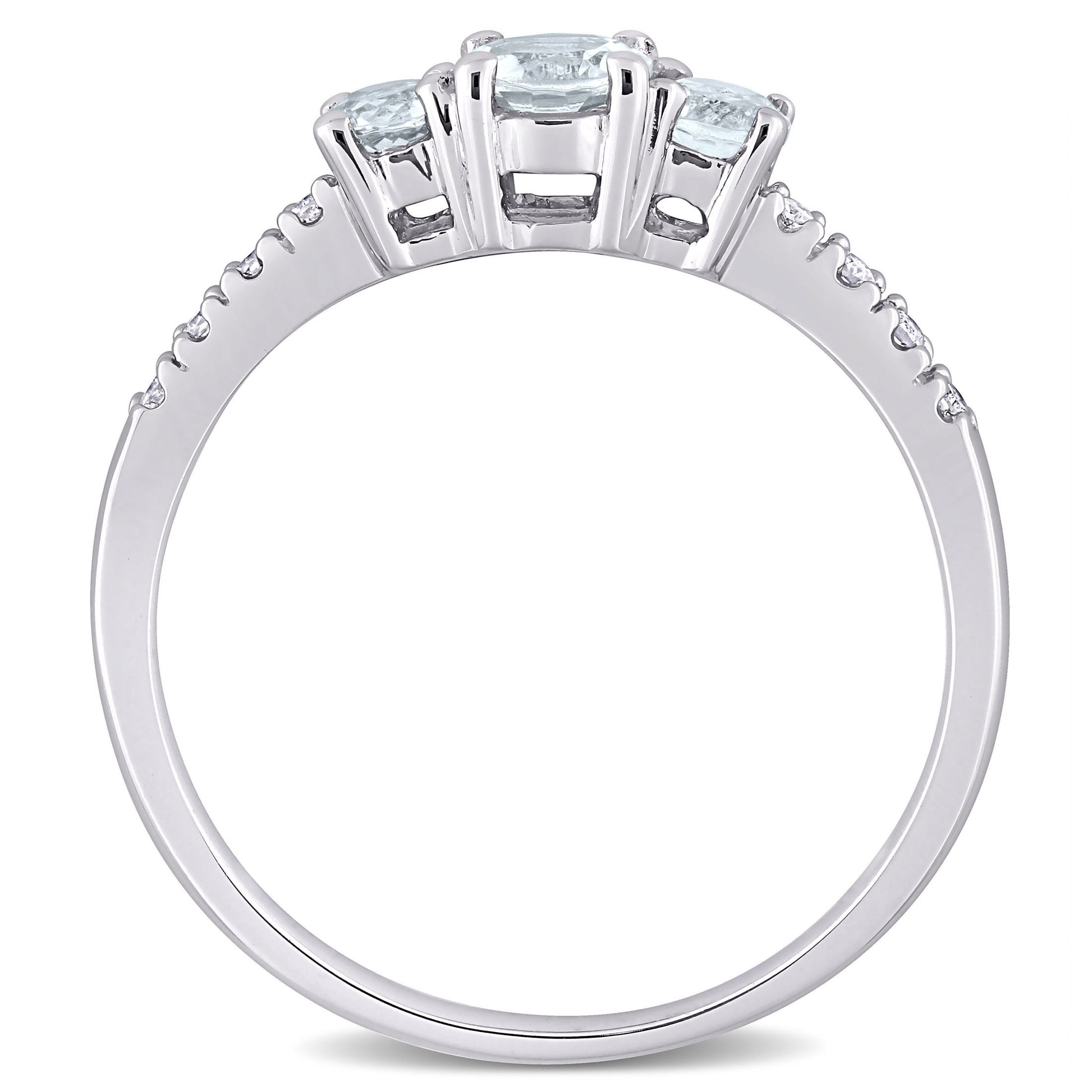 Women'S Aquamarine 10K White Gold Engagement Ring