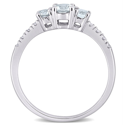 Women'S Aquamarine 10K White Gold Engagement Ring