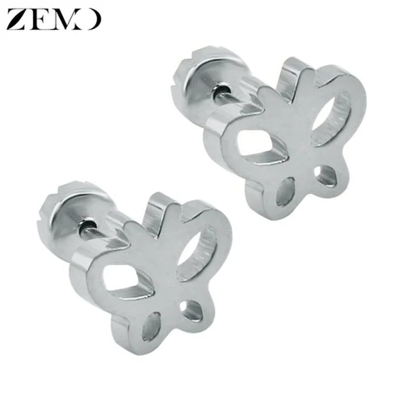 Flower Baby Earrings 316L Stainless Steel Small Stud Earrings Heart Kid Studs Ear Earrings Female Piercing Jewelry Women