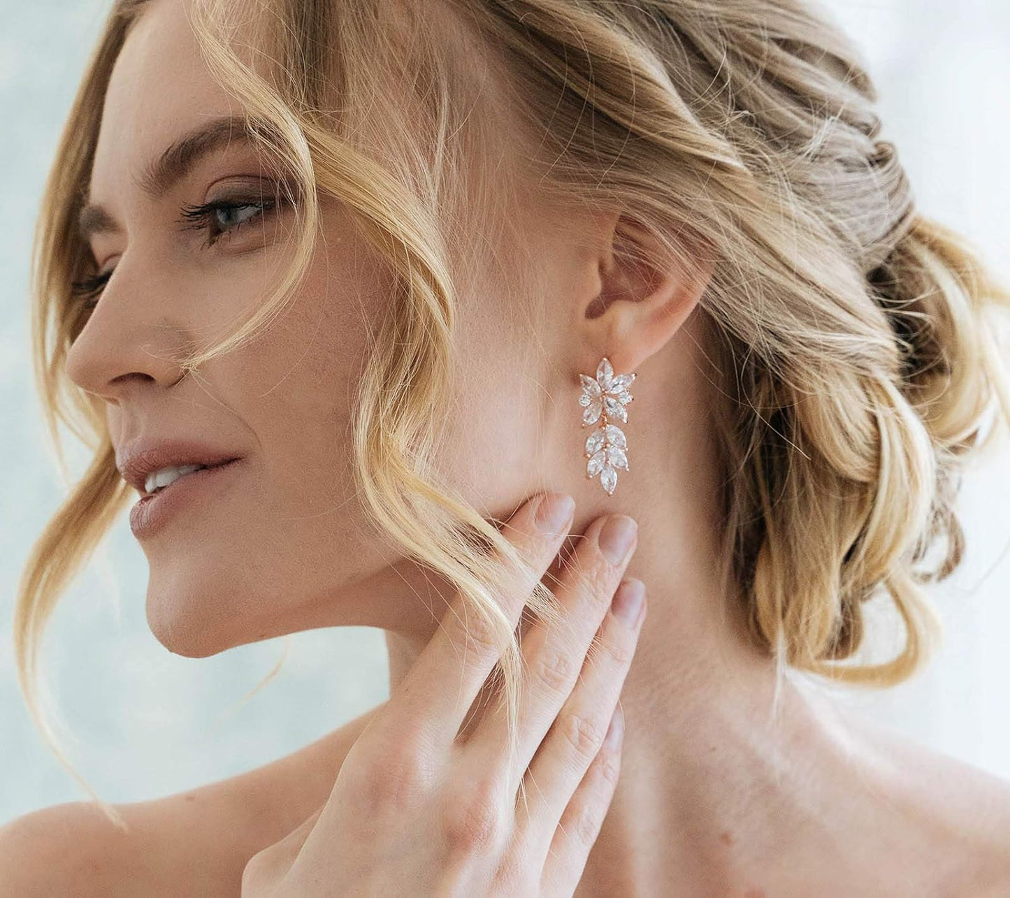Marquise Wedding Earrings for Brides, Bridal Bridesmaid Earrings for Wedding, Cubic Zirconia Dangle Drop Earrings for Women