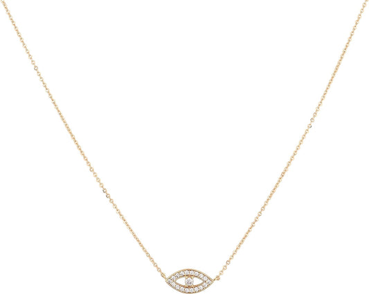 Gold Dainty Evil Eye Necklace for Women 18K Gold Plated Cute Delicate Solitaire Cubic Zirconia Boho Protection Evil Eye Minimalist Simple Necklace