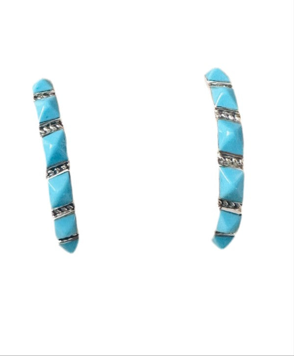 Navajo Turquoise & Sterling Silver Hoop Earrings