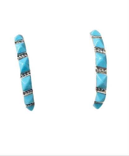 Navajo Turquoise & Sterling Silver Hoop Earrings