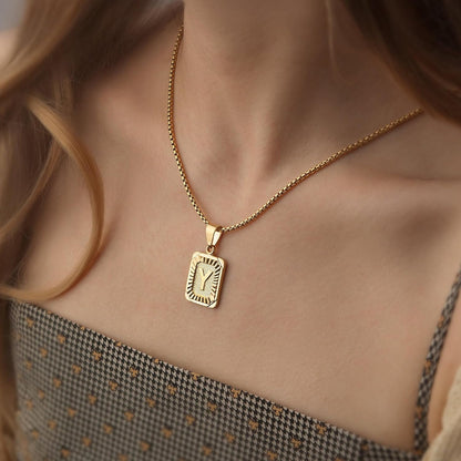 Graduation Gifts 2024 Gold Initial Necklaces for Women Men Gold Letter Necklaces 26 Capital A-Z Letter Pendant Necklaces for Women Square Monogram Necklace for Her Initial Necklaces