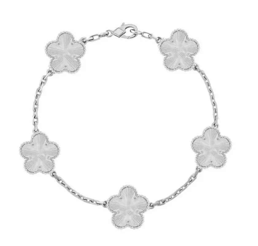 Clover Bracelet for Men and Women Jewelry Leaf Bracelets 18K Gold Silver Plate Agate Diamond Fashion Charm Chain Wedding Gift Party