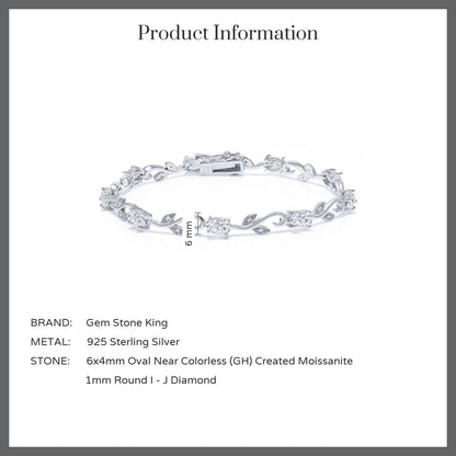 925 Sterling Silver White Diamond Bracelet for Women Set with Moissanite (4.63 Cttw)