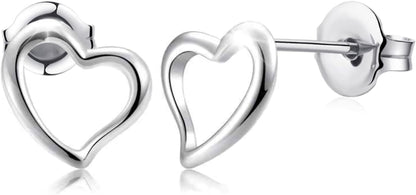 Titanium Earrings, Hypoallergenic Stud Earrings for Women Men Sensitive Ears Star/Moon/Lightning Bolt/Open Heart Premium High Polished (Shiny Grey)