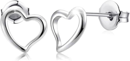 Titanium Earrings, Hypoallergenic Stud Earrings for Women Men Sensitive Ears Star/Moon/Lightning Bolt/Open Heart Premium High Polished (Shiny Grey)
