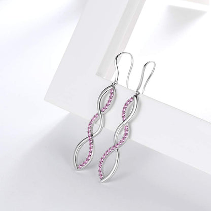 925 Sterling Silver Infinity Dangle Earrings Women Crystal Drop Earrings AAA+ Cubic Zirconia Hook Earrings Girls Dating Jewelry DE0062