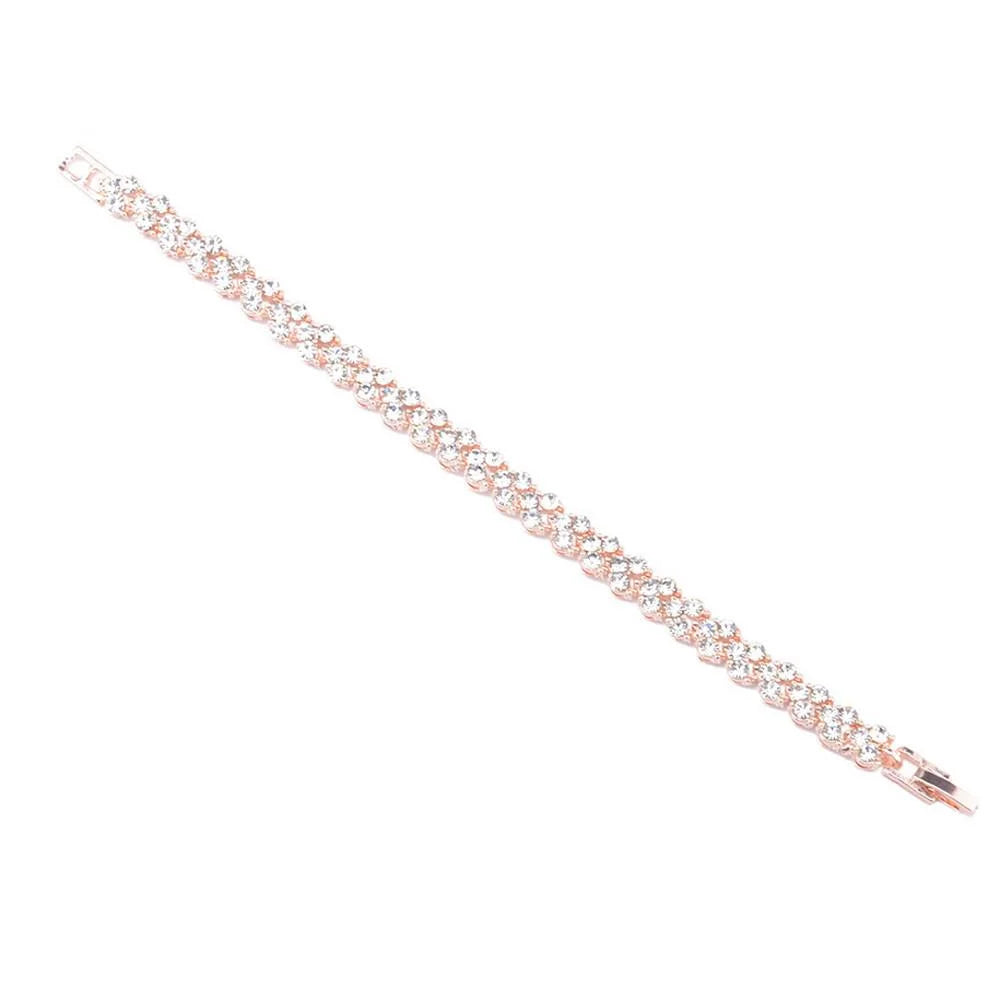 Women'S Tennis Bracelets Luxury Slender Rose Gold Plated Bracelet with Sparkling Cubic Zirconia Bracelet Jewelry Gifts for Her