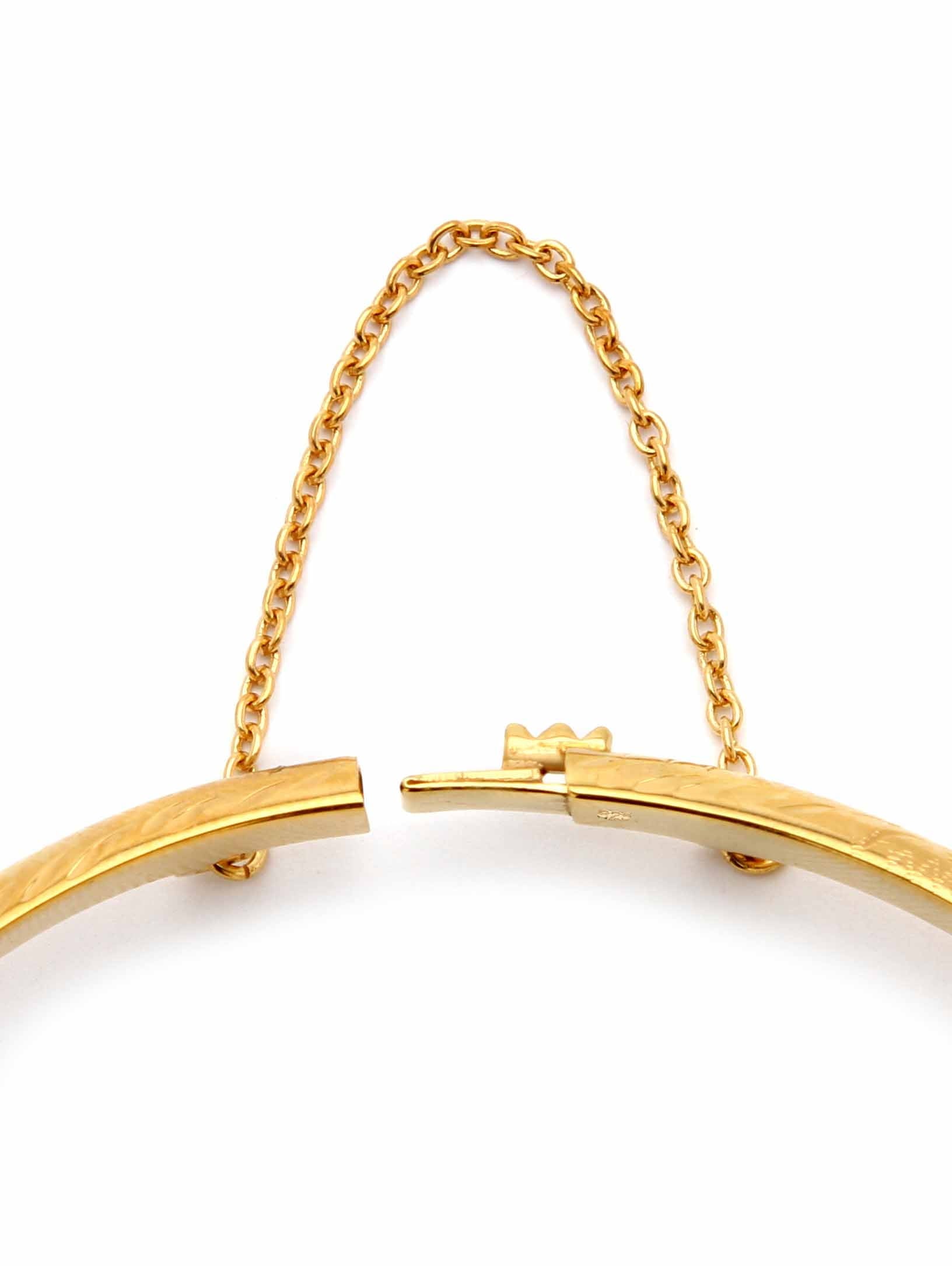 Polished, Engraved and Floral Three-Piece Bangle Set in Yellow Gold-Plated or Sterling Silver