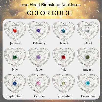 18K White Gold Plated Love Heart Necklaces for Women Mom S925 Sterling Silver January Birthstone Necklaces with Red Garnet Love Pendant Necklace Wedding Birthday Jewelry Gifts for Her