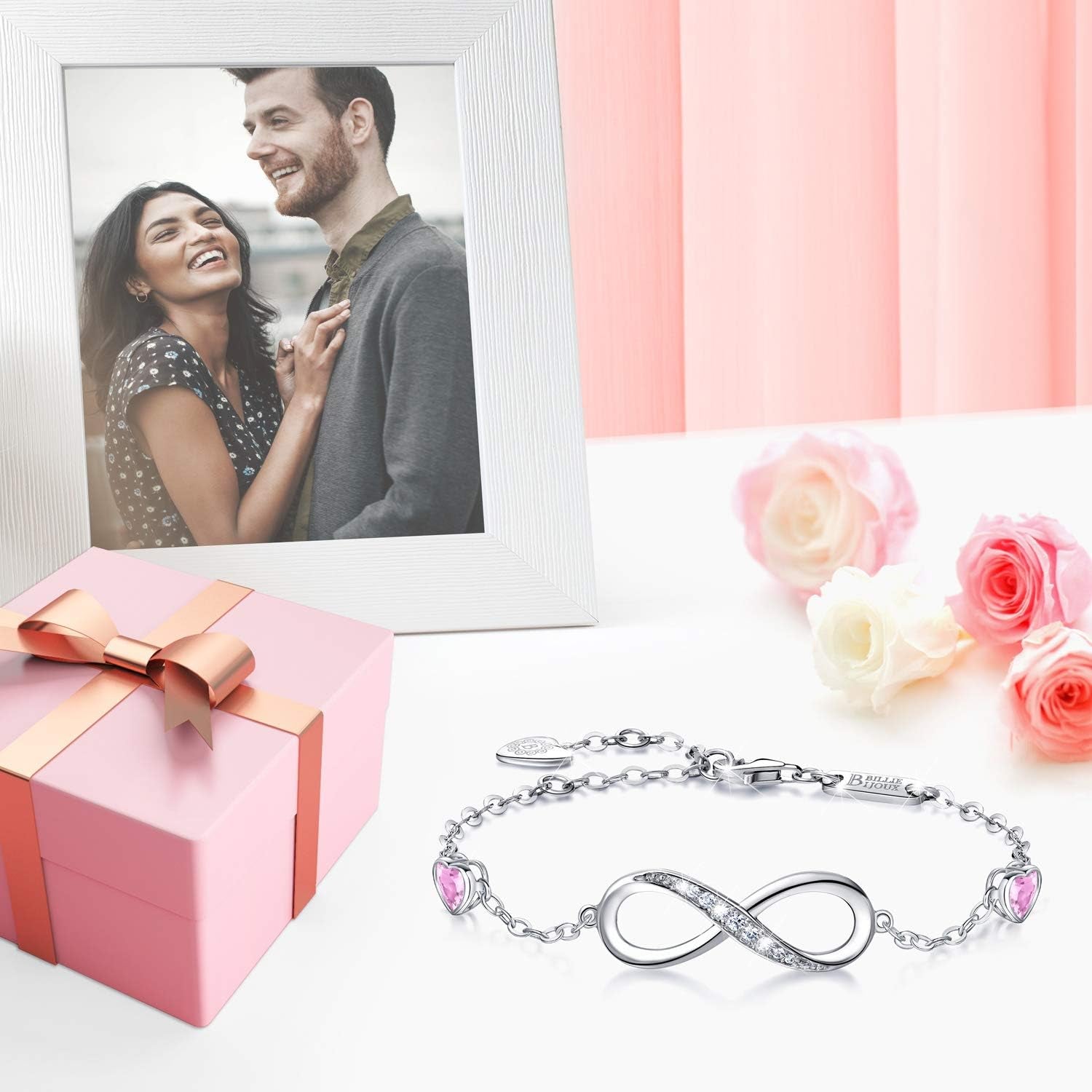 Infinity Love Bracelets for Women 925 Sterling Silver Womens Bracelet Love Symbol Charm Adjustable Bracelet Jewelry