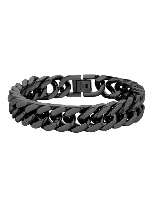 12Mm Cuban Chains Bracelets for Men Black Chunky Stainless Steel Franco Link Bracelet Father'S Day Hand Bracelet Jewelry Birthday Teen Graduation Gifts 7.5 Inch