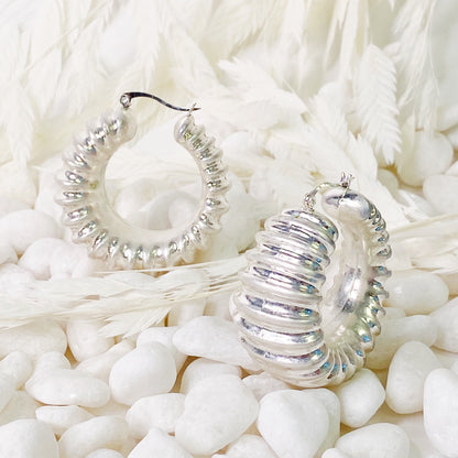 Bold in Pleats Hoop Earrings