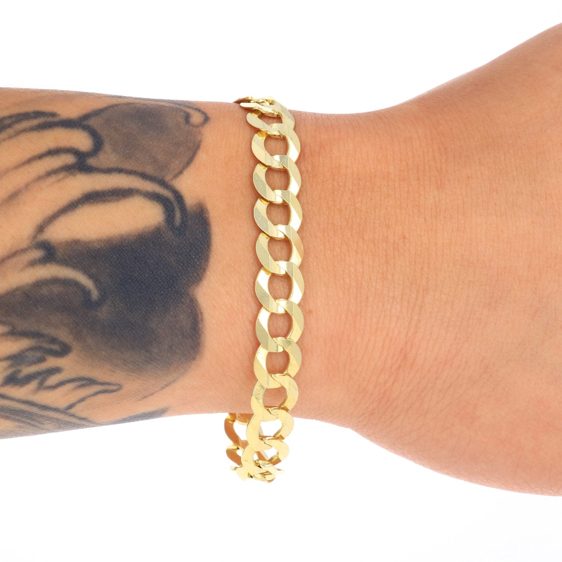 14K Real Yellow Gold Solid Cuban Curb Link 8Mm Chain Bracelet (7"-9") Italian Jewelry for Men