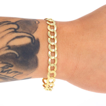 14K Real Yellow Gold Solid Cuban Curb Link 8Mm Chain Bracelet (7"-9") Italian Jewelry for Men