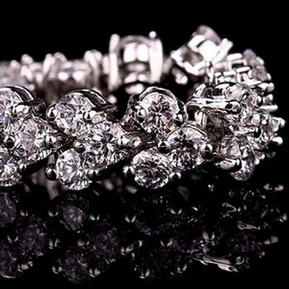 Fashion 925 Sterling Silver Crystal Diamond Bracelets Gifts Roman Style Woman