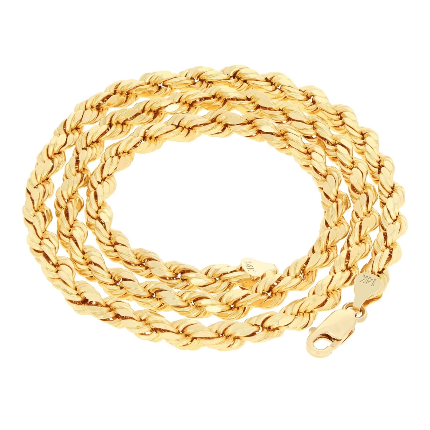 14K Yellow Gold 7Mm Rope Chain Diamond Cut Bracelet (7.5"-9") Italian Jewelry for Men