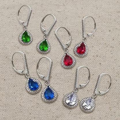 2 Cttw Cubic Zirconia Teardrop Dangle Earrings for Women Rhodium Plated 925 Sterling Silver