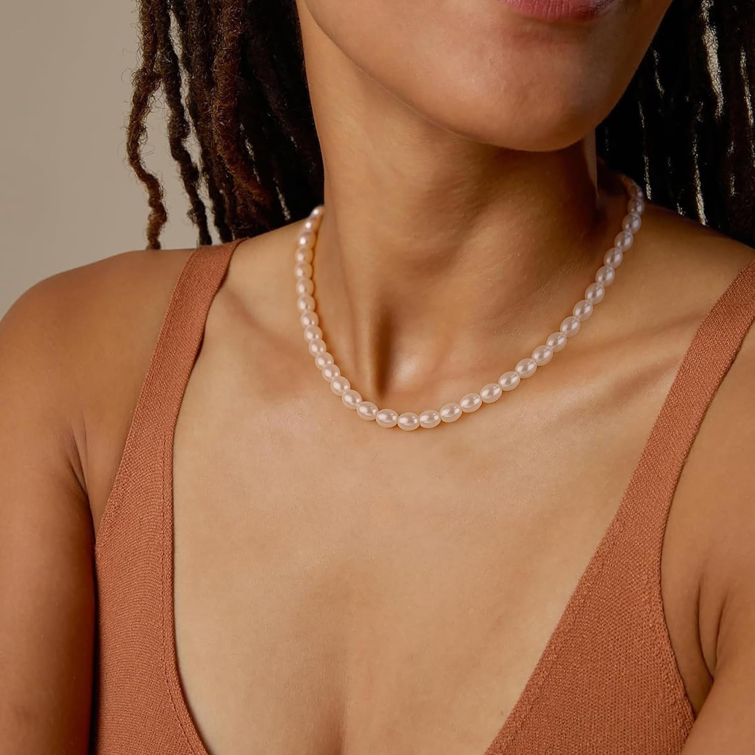 Pearl Necklaces for Women - Pearl Choker Necklace Strands, Adjustable Chain, Dainty Handmade Vintage Jewelry for Women, Statement, Hypoallergenic