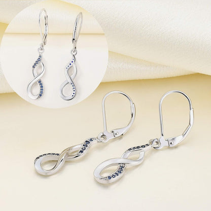 Infinity Dangle Drop Earrings 925 Sterling Silver Leverback Earrings Birthstone Jewelry for Women