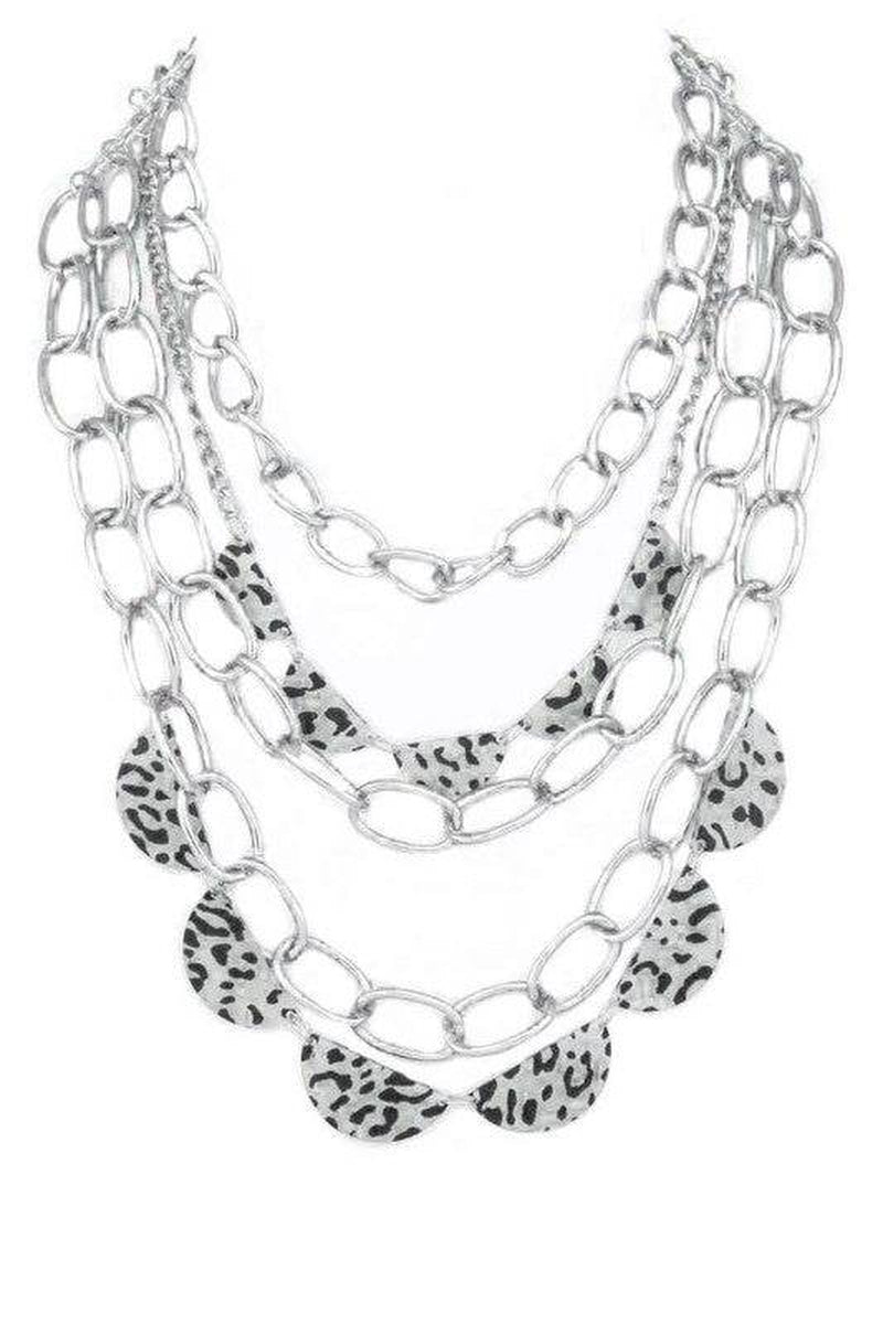 Statement Animal Printed Layered Chain Necklace