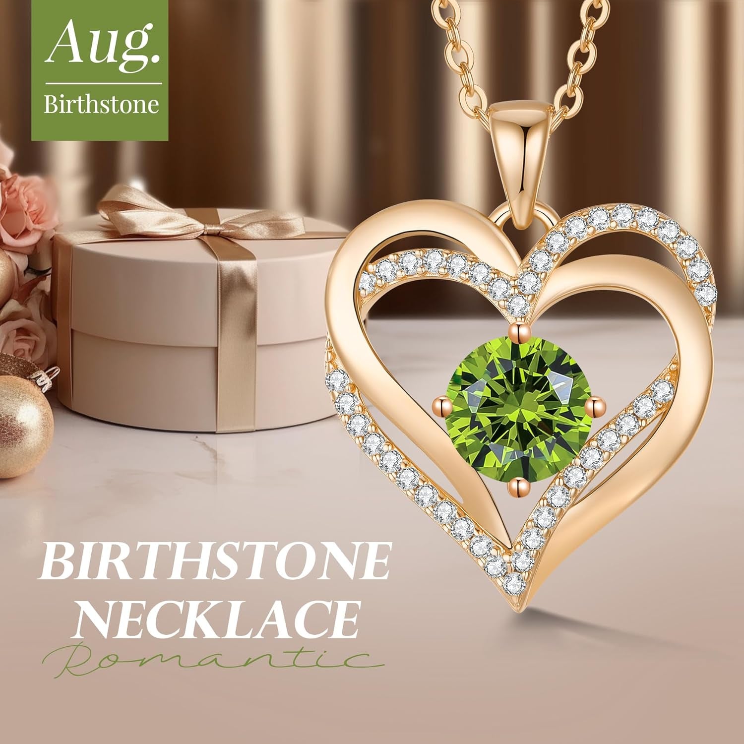 Love Heart Birthstone Necklaces for Women, Birthday Gift for Women, Anniversary Jewelry for Wife Her, 925 Sterling Silver Pendant Necklace, Mother'S Day Gift