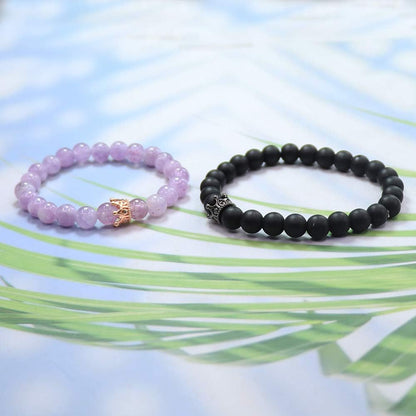 King&Queen Crown Distance Couple Bracelets His and Her Friendship 8Mm Beads Bracelet