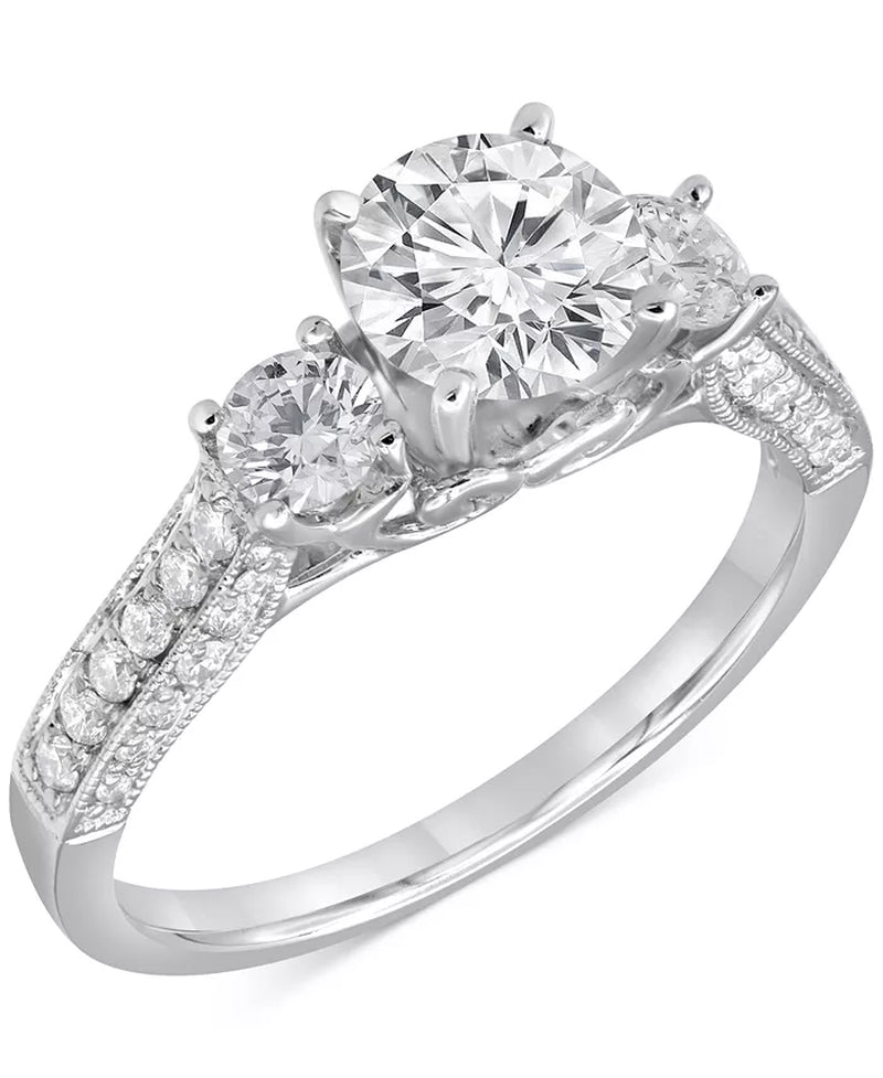 Diamond Three Stone Engagement Ring (1-3/4 Ct. T.W.) in 14K White Gold