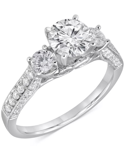 Diamond Three Stone Engagement Ring (1-3/4 Ct. T.W.) in 14K White Gold