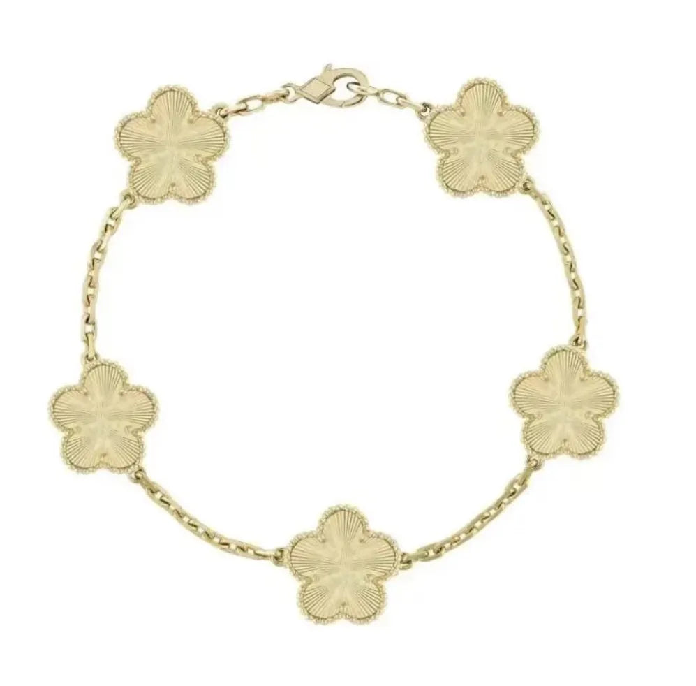 Clover Bracelet for Men and Women Jewelry Leaf Bracelets 18K Gold Silver Plate Agate Diamond Fashion Charm Chain Wedding Gift Party